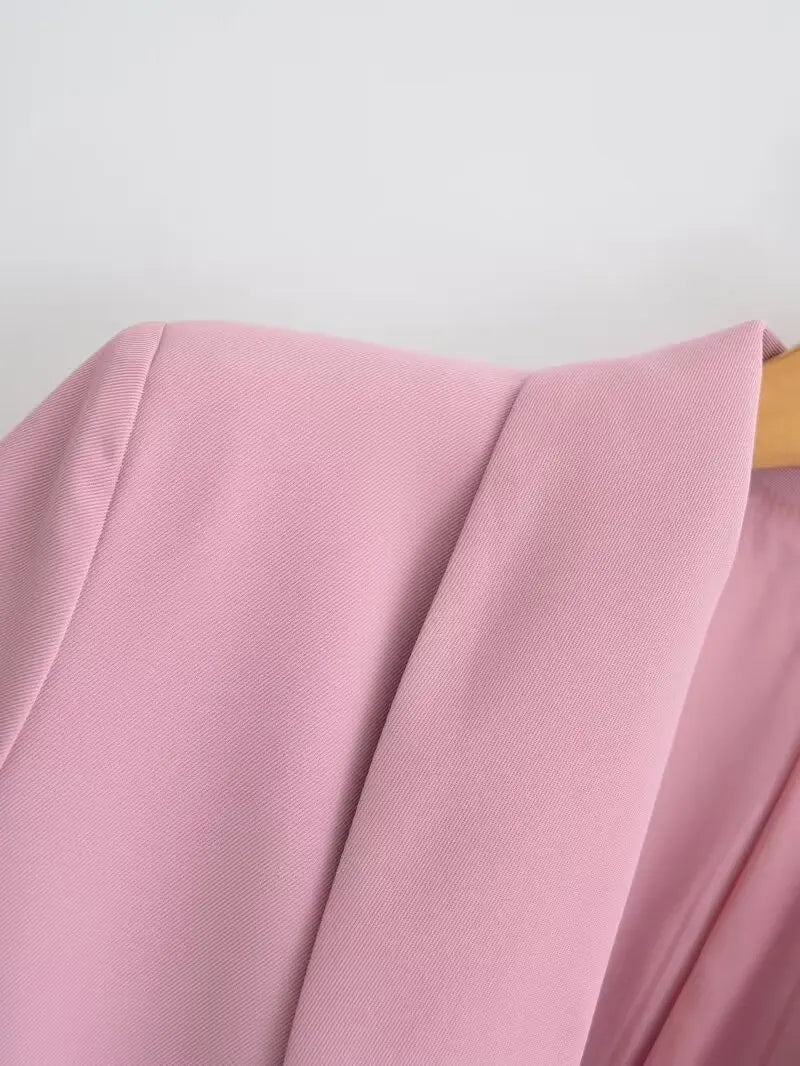 Elegant Blazer Pants Set Loose Lapel Single-breasted Jacket Coat Wide Leg Trousers Matching Suits
