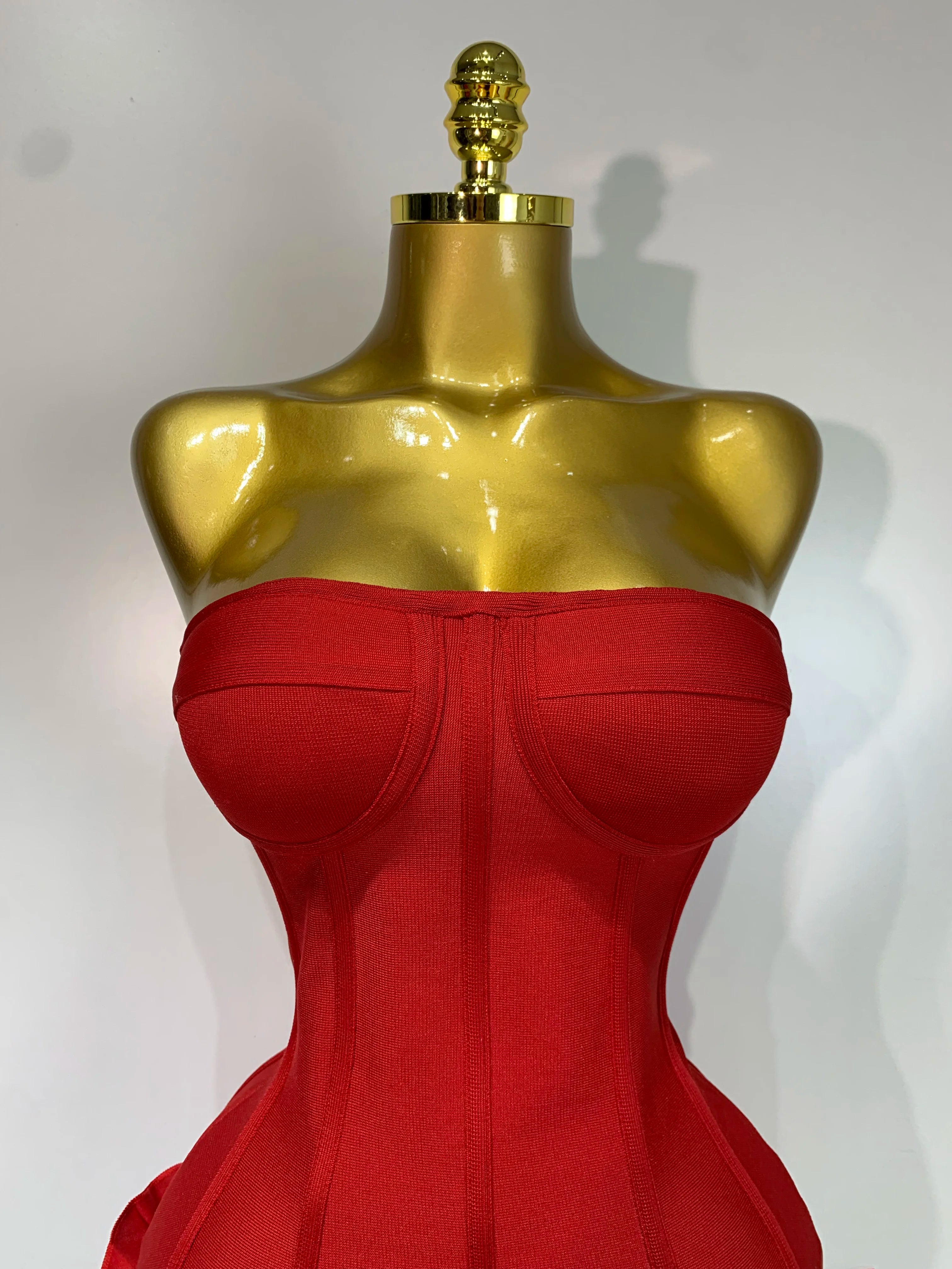 Strapless Bodycon Flowers Mini Bandage Dress