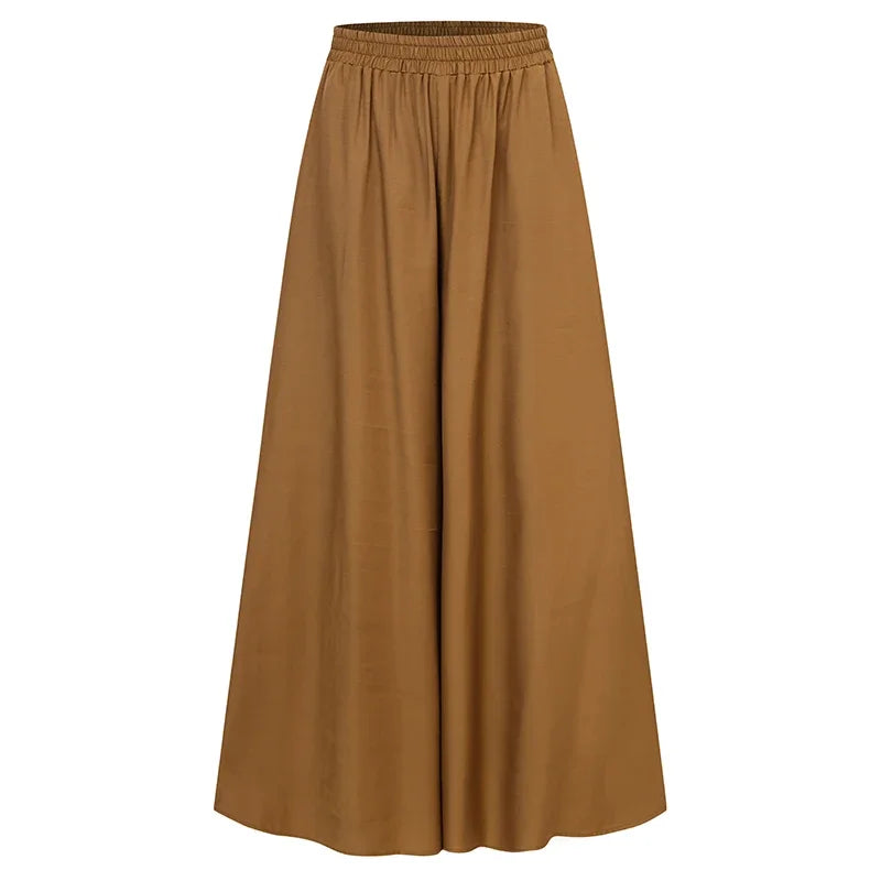 Silk Fold Retro Minimalist Mid Rise Elastic Drape Straight Leg Trousers