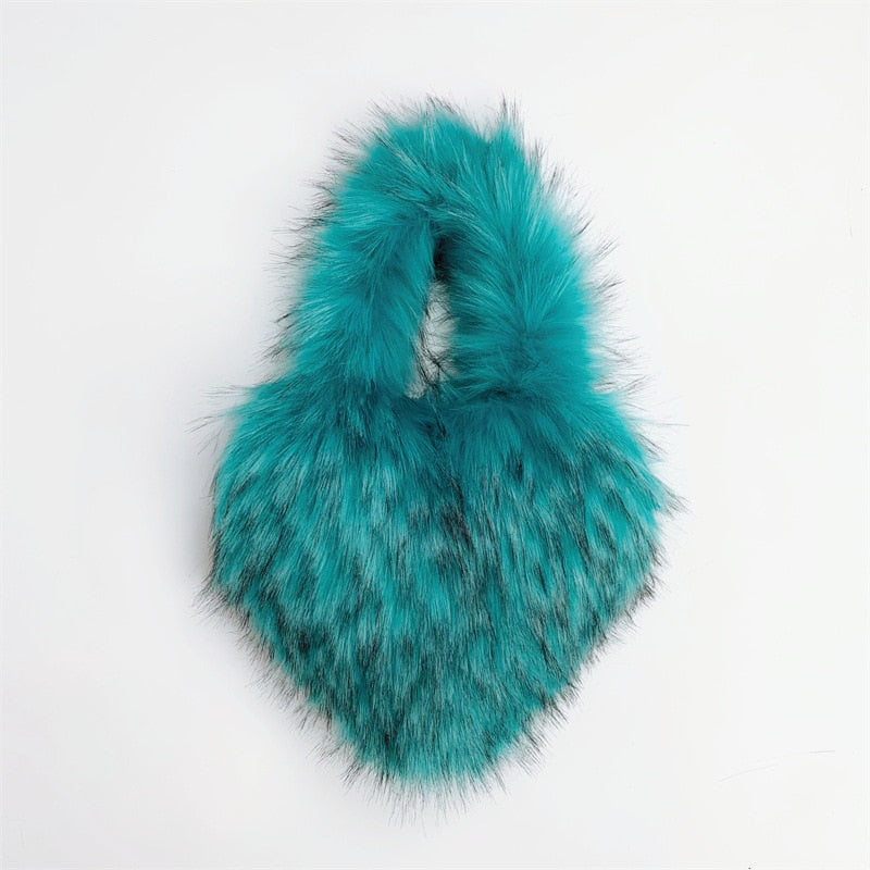 Faux Fur Heart Shaped Shoulder Bag