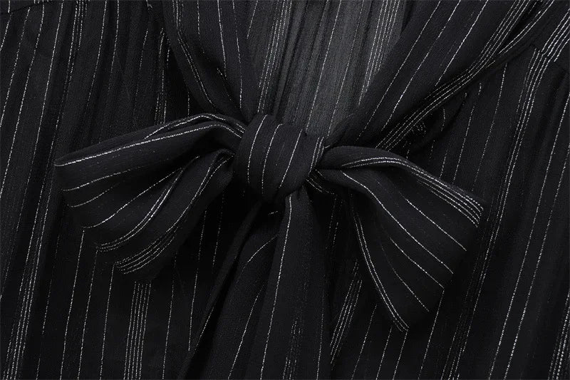 Elegant Metal Color Long Sleeve Round Neck Shirt