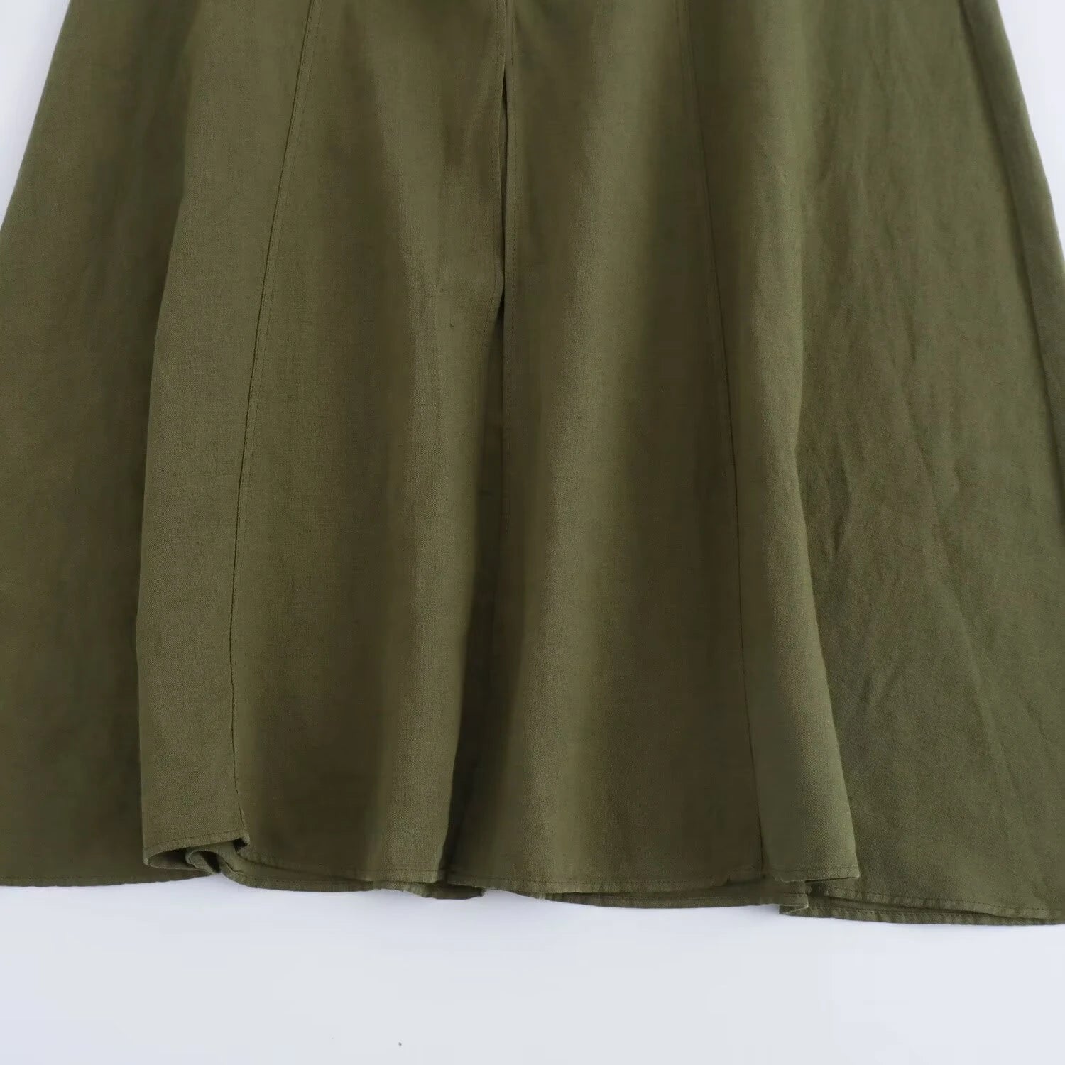 Vintage Linen Blend Midi Chic High Waist Elegant A-line Long Skirt