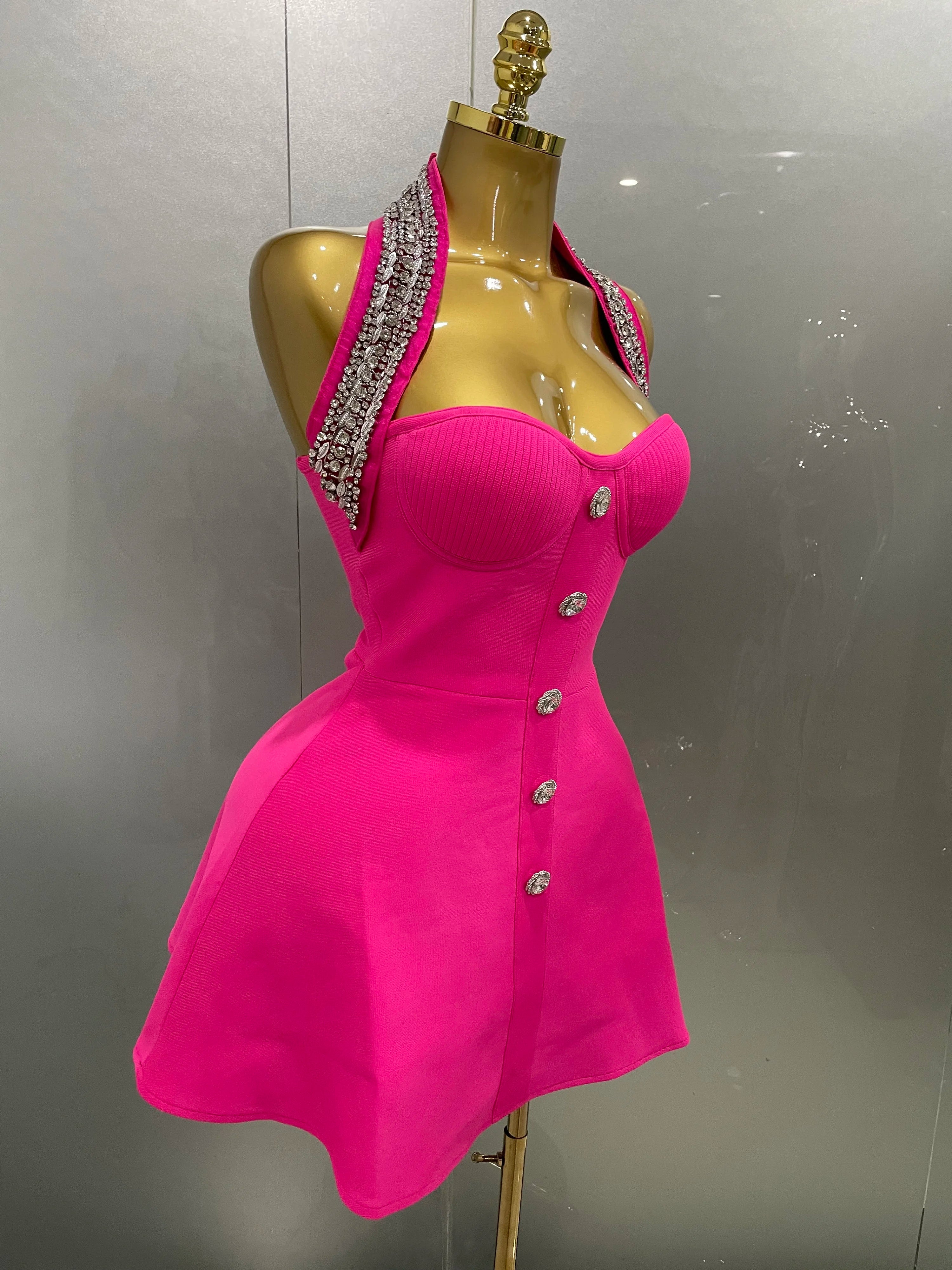 Off the Shoulder Shinning Crystal Bodycon Bandage Dress