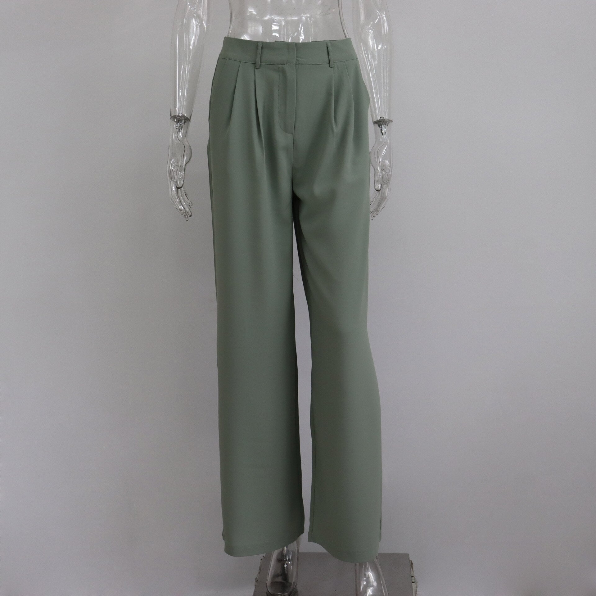 Casual High-waisted Straight Trousers