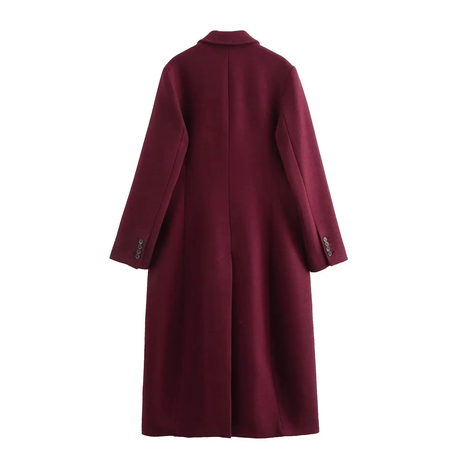 Wool Blended Lapel Long Coat