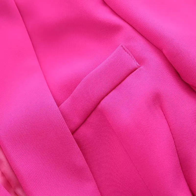 Long Sleeve Belt Bow Blazers Suit Coat Chic Female High Waist Trousers Two Piece Sets
