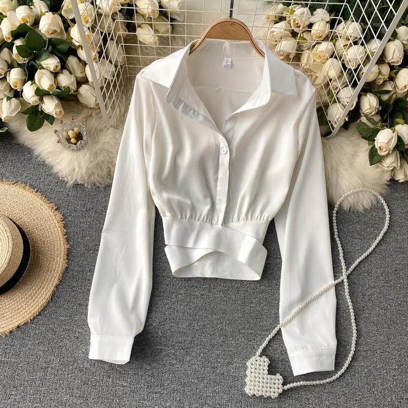Stretchy Bandage Waist Stylish Crop Top