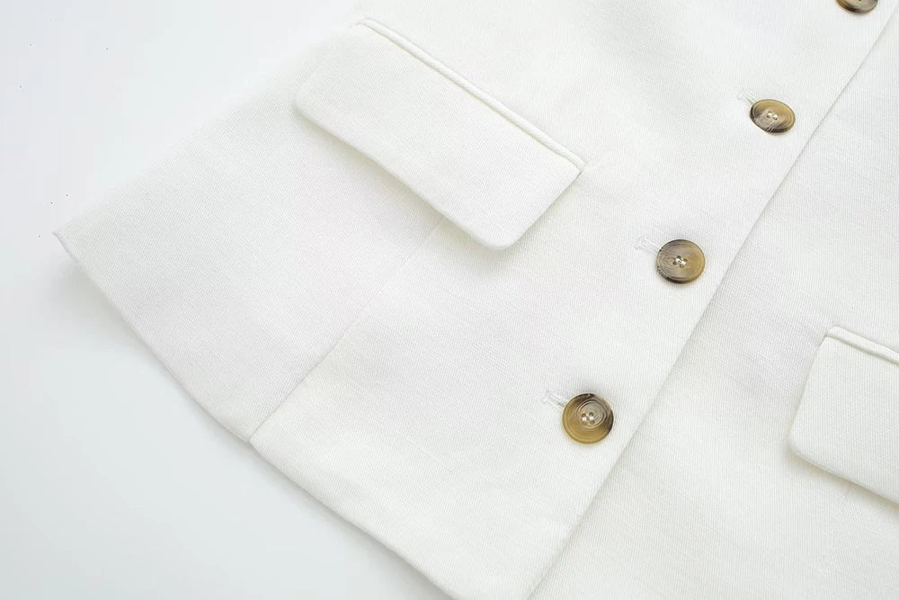 Single Breasted Vest + High Waisted Casual Trousers Set