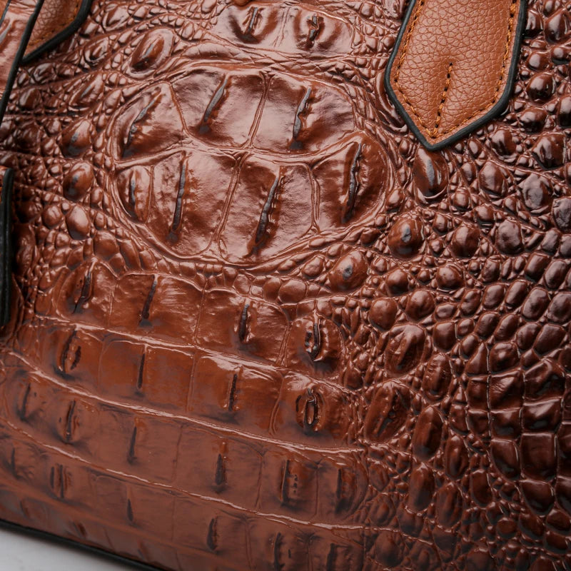 Large Top-Handle Vintage Crocodile Shoulder Bag
