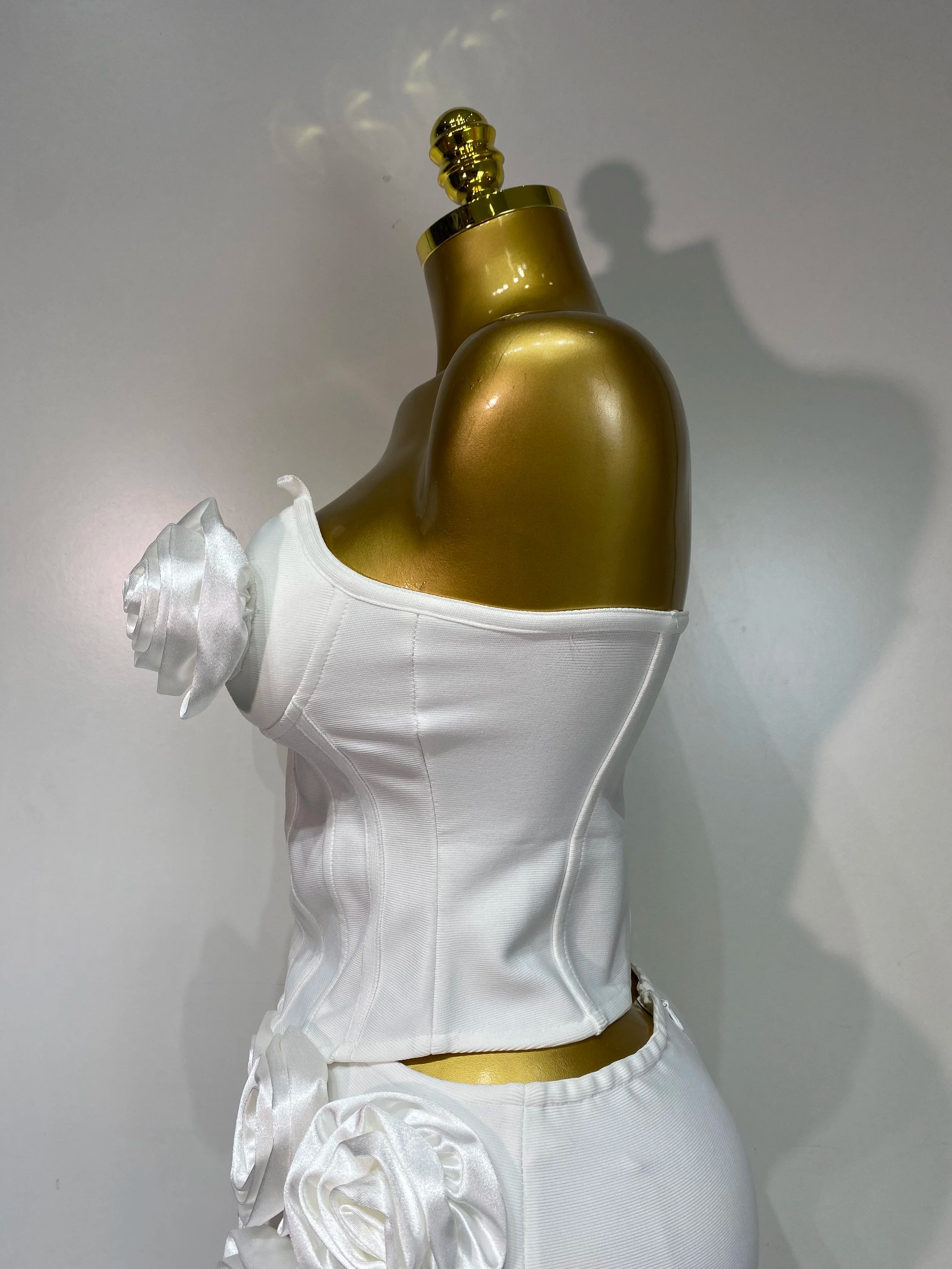 Strapless Bandage Top And Skirt Two Piece Set
