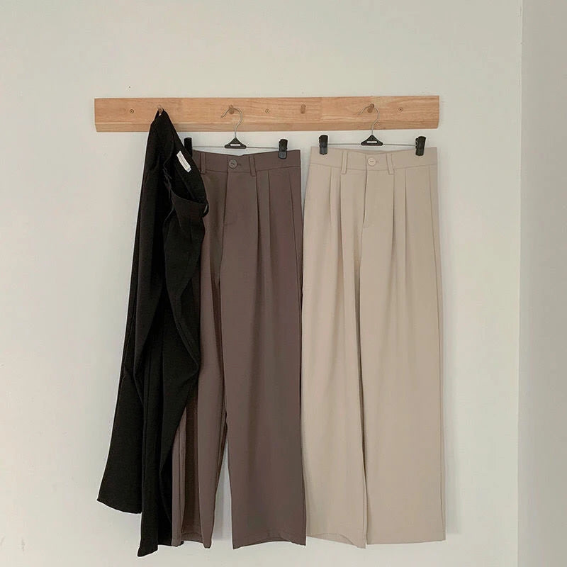 High Waist Trousers Casual Button Loose Pants