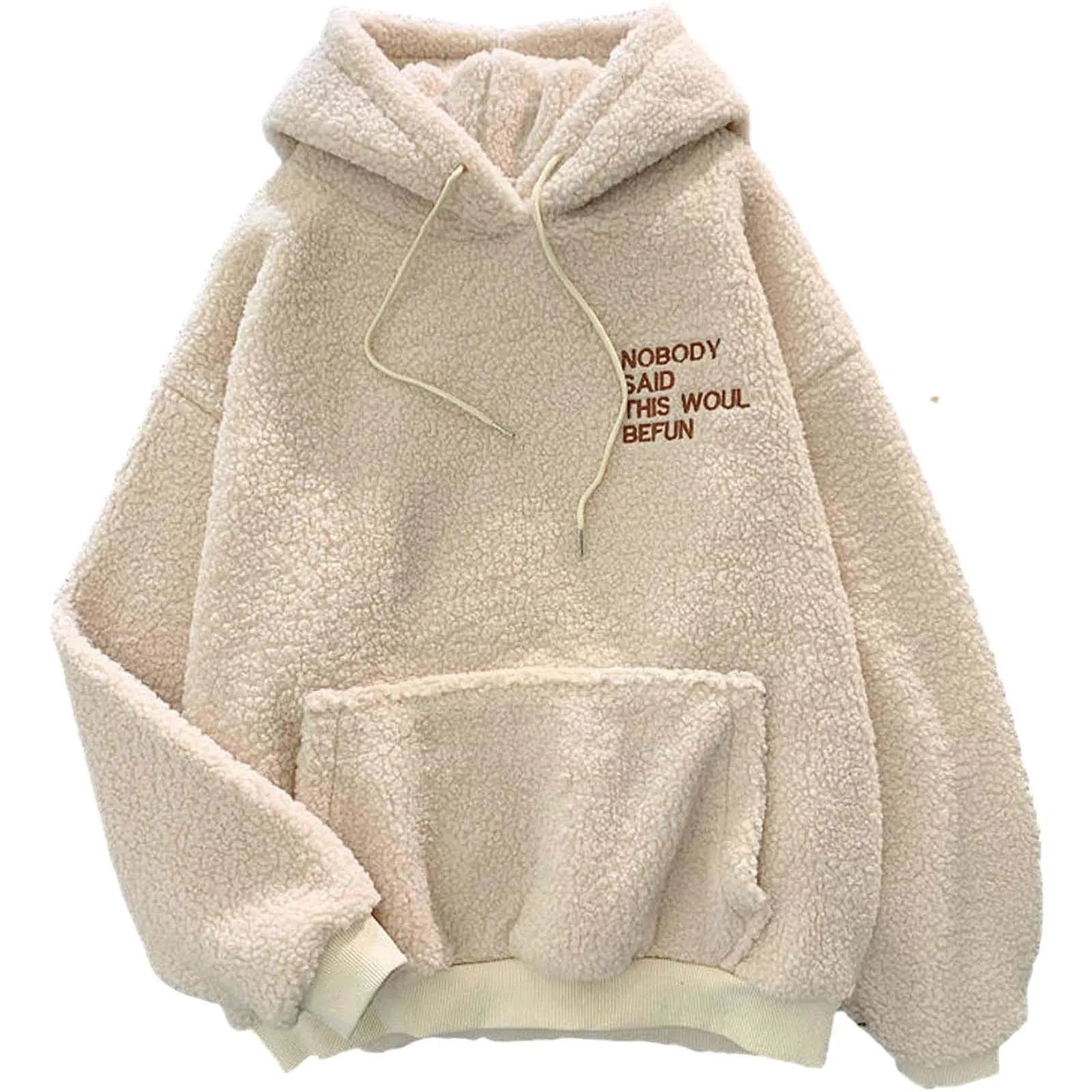 Fluffy Pullovers V Neck Fleece sweatshirt