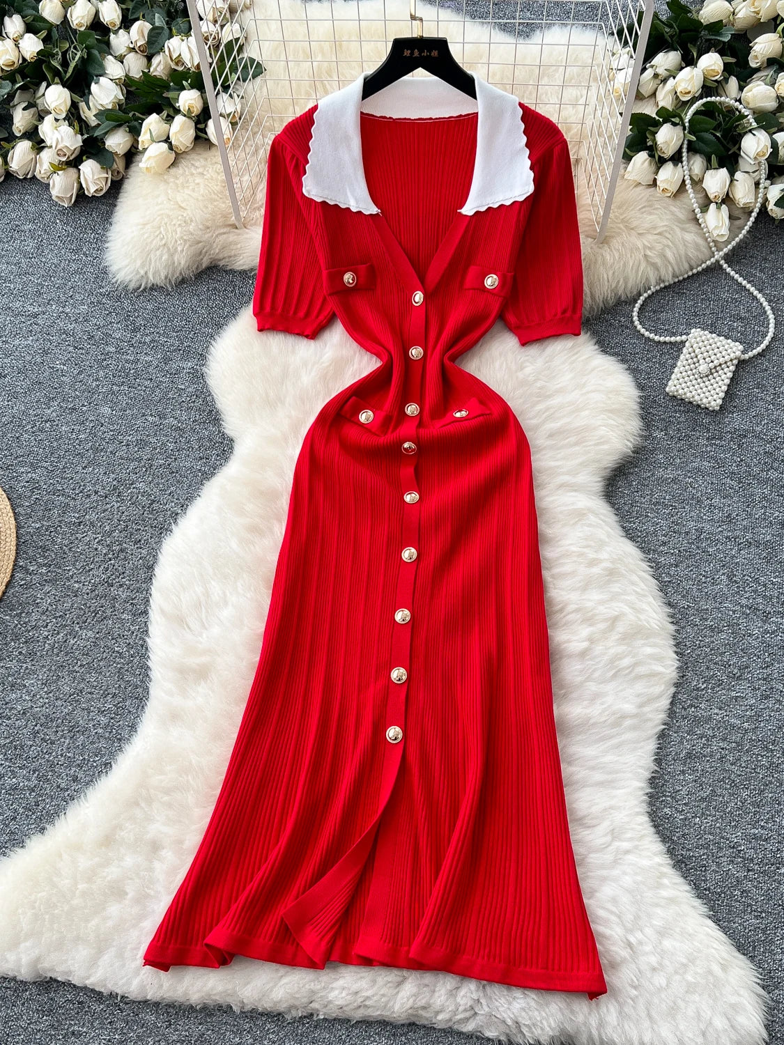 Retro Slim Fit Knitted Dress