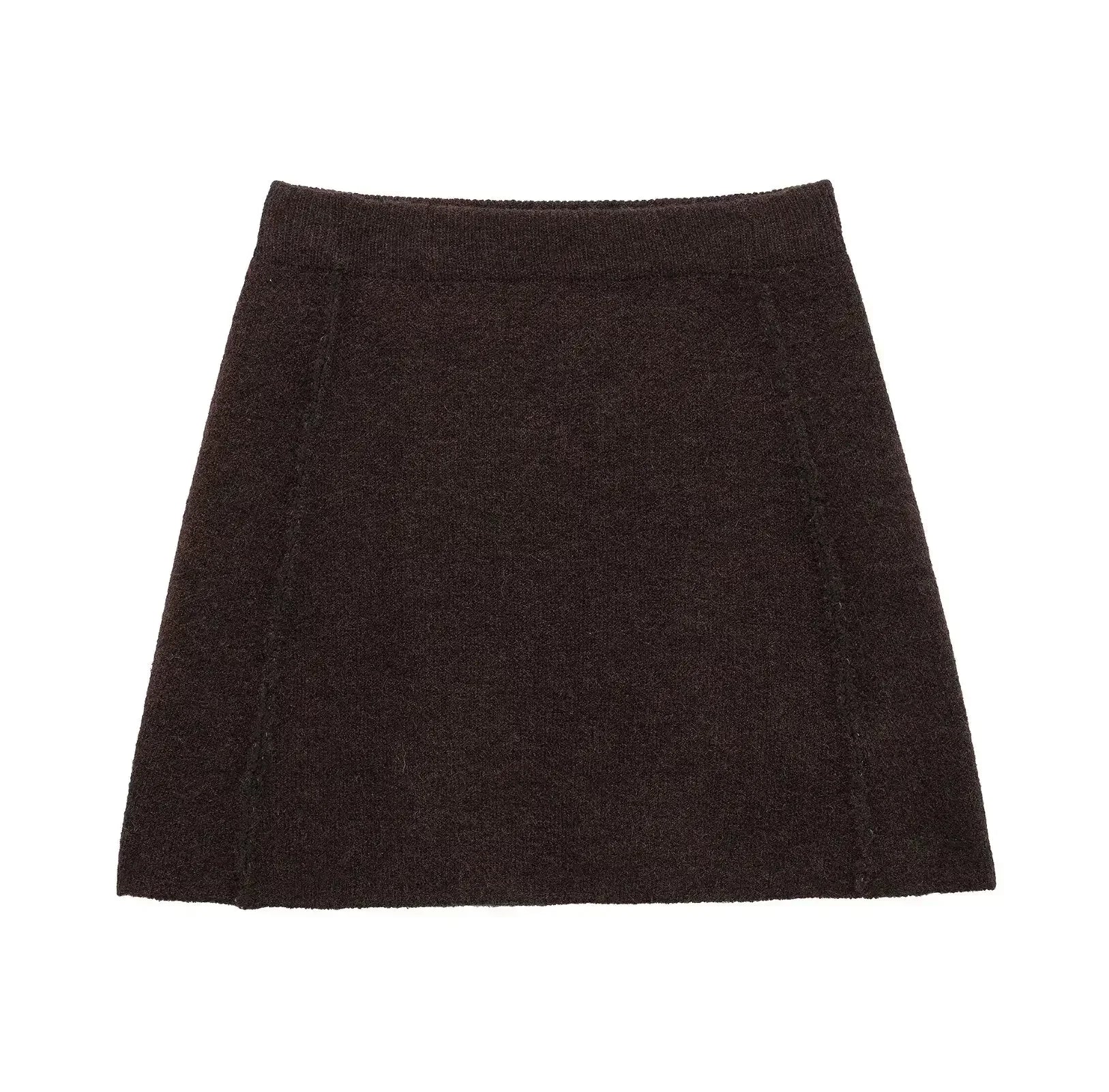 Knitted Two Pieces Autumn Winter Round Neck Long Sleeve Cardigan Sweater Waist Mini Skirt