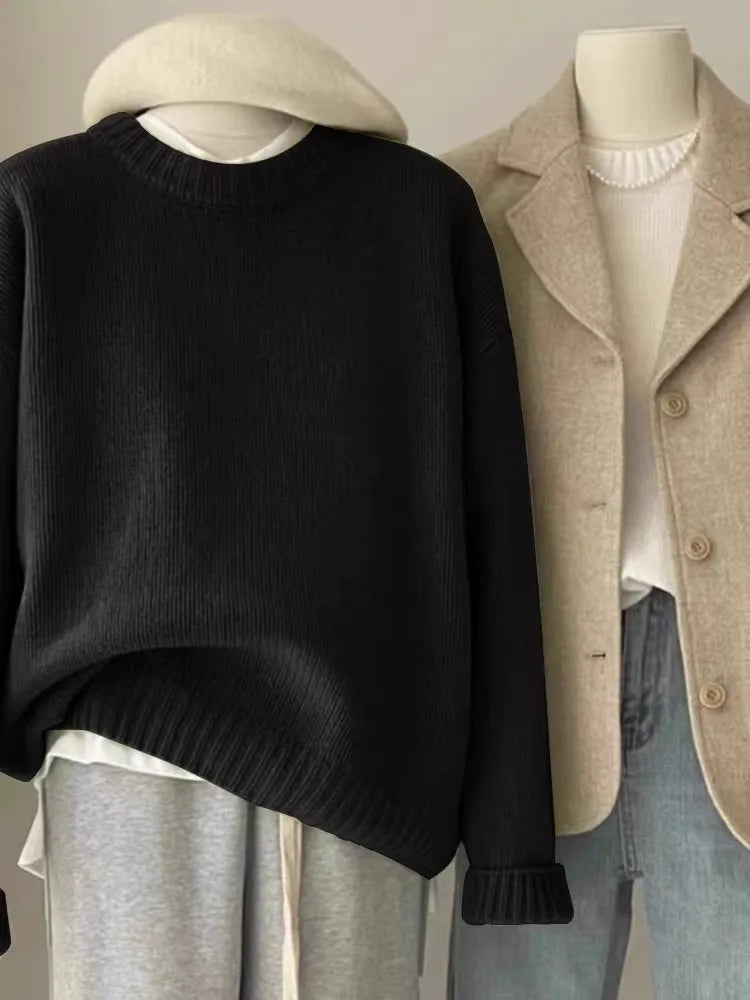 Soft waxy round neck 100 pure cashmere sweater