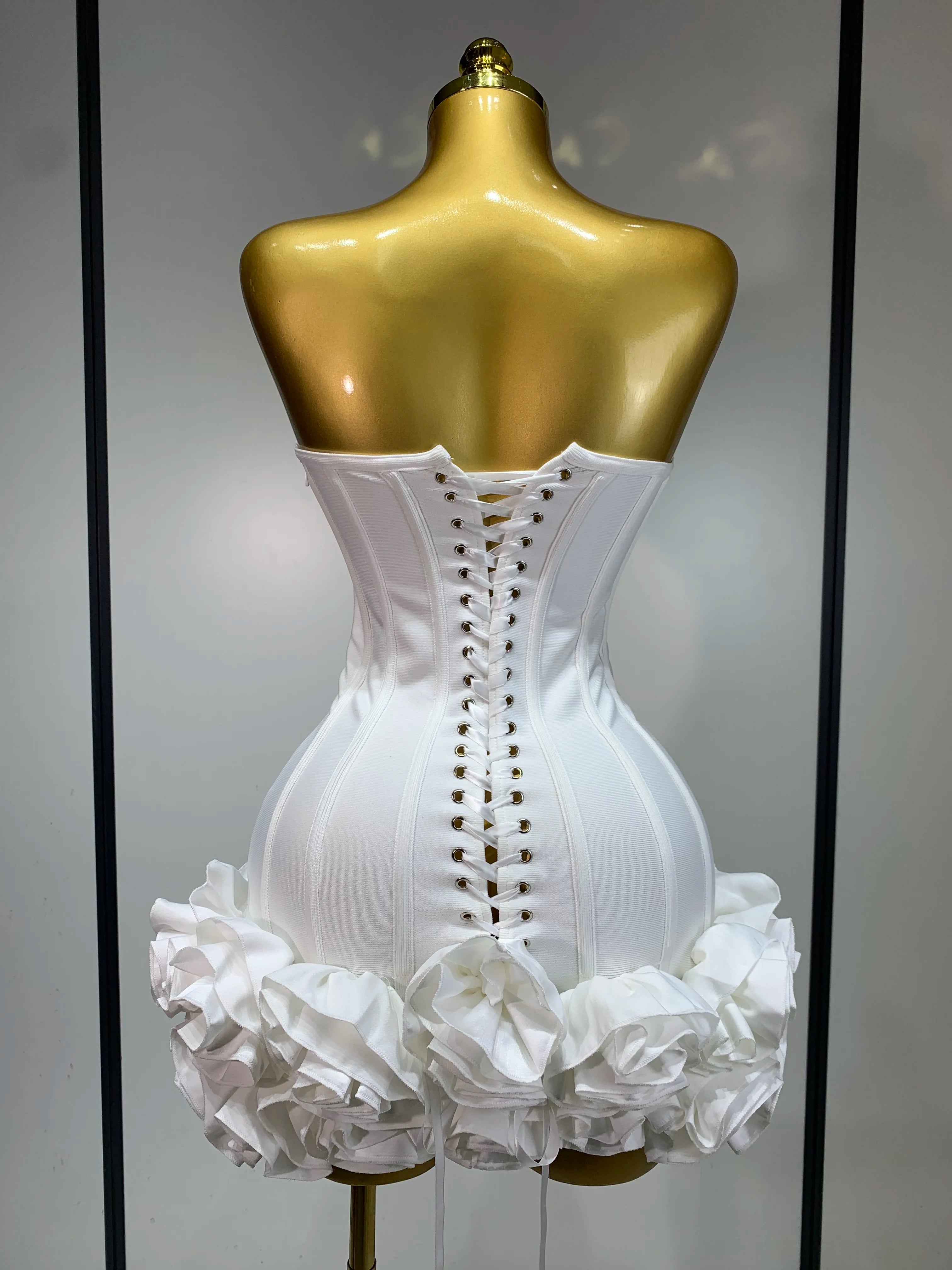 Strapless Bodycon Flowers Mini Bandage Dress
