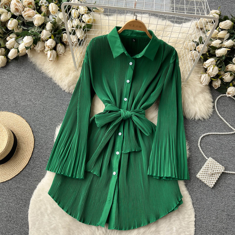 Pleated Shirt Dress