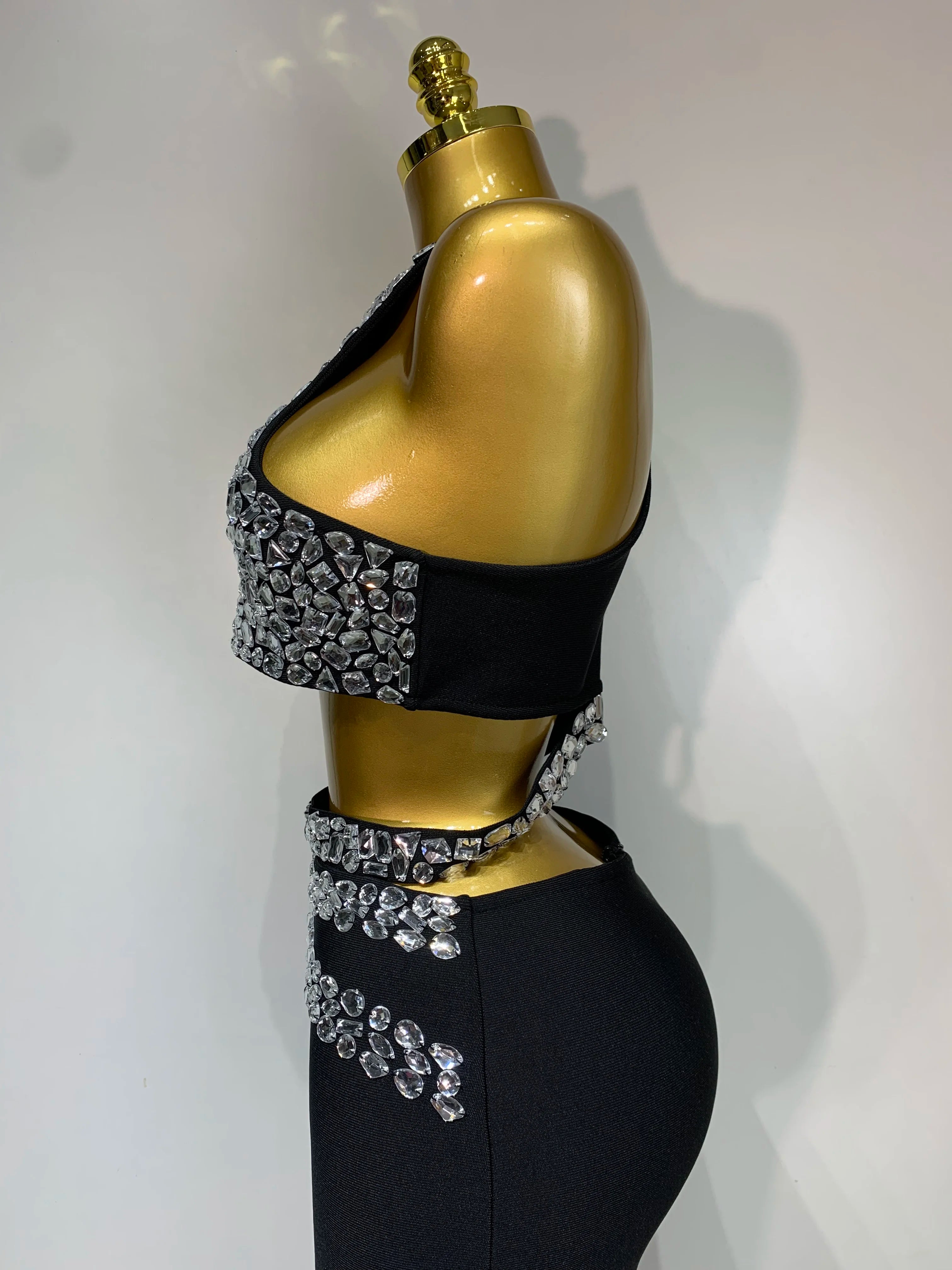 Sparkly Crystal Bodycon Long Bandage Dress