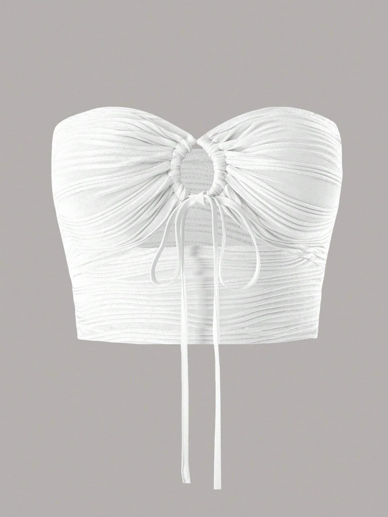 Drawstring Ruched Cut Out Front Tube Top
