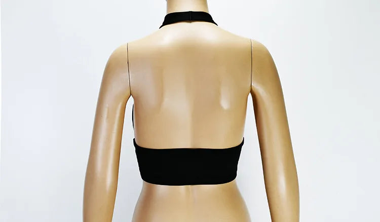 Cross Bandage Backless Halter Bare Midriff Tube Crop Top