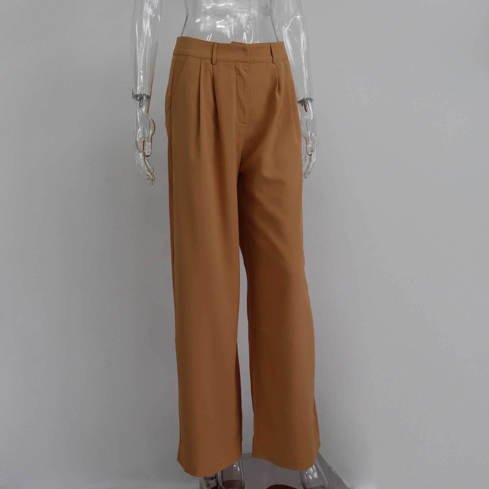 Casual High-waisted Straight Trousers