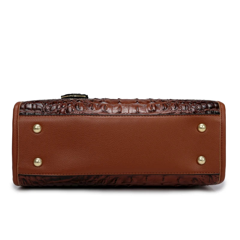 Large Top-Handle Vintage Crocodile Shoulder Bag