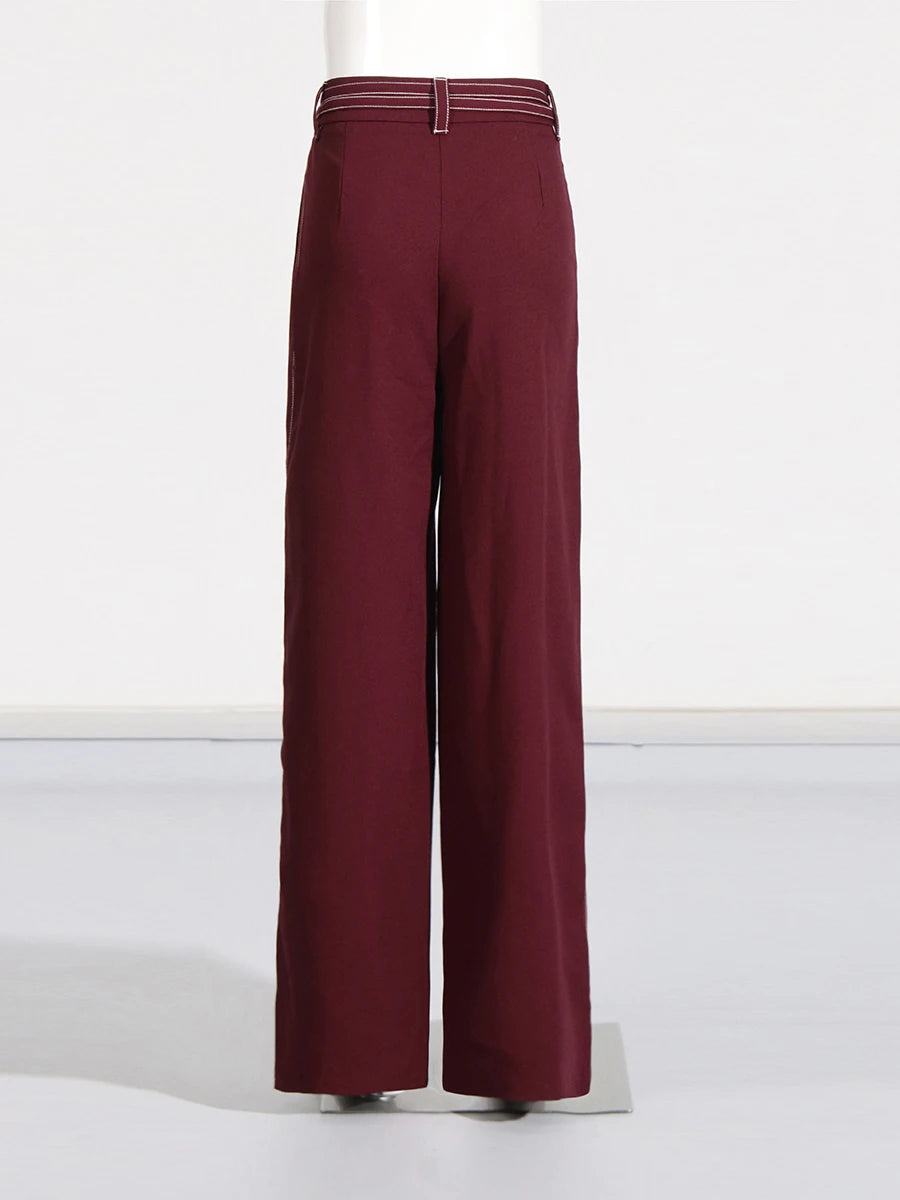 Two Piece Set Notched Collar Long Sleeve Top High Waist Straight Pant Temperament Sets