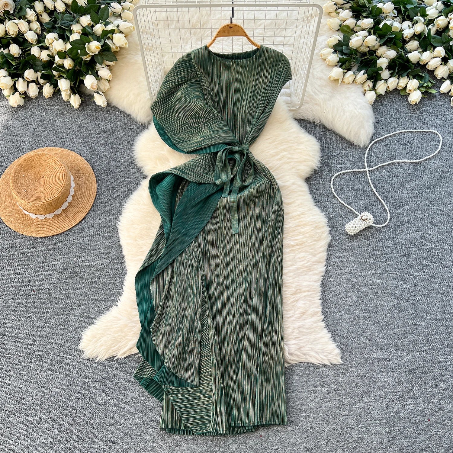 Chic asymmetrical Spliced High Waist A-line Dress