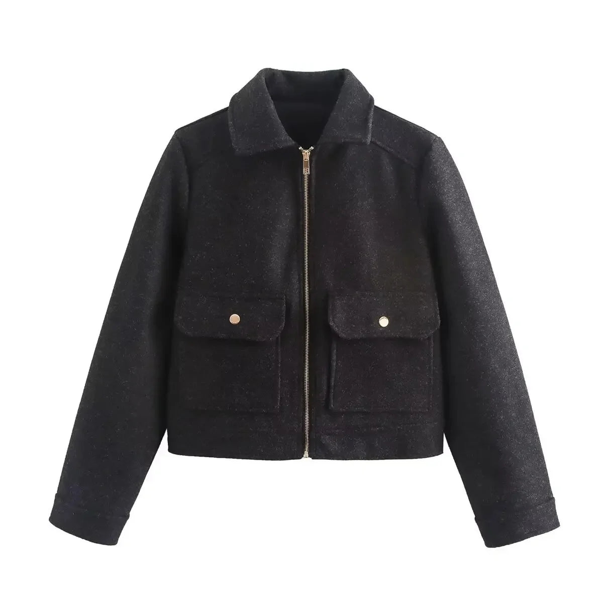 Casual Soft Tweed Zipper Jacket