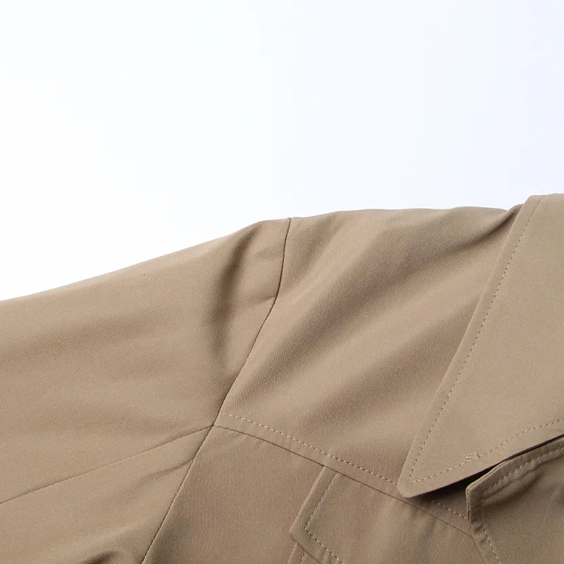 Loose Mesh Stitching Casual High Waist Long Trench Coat