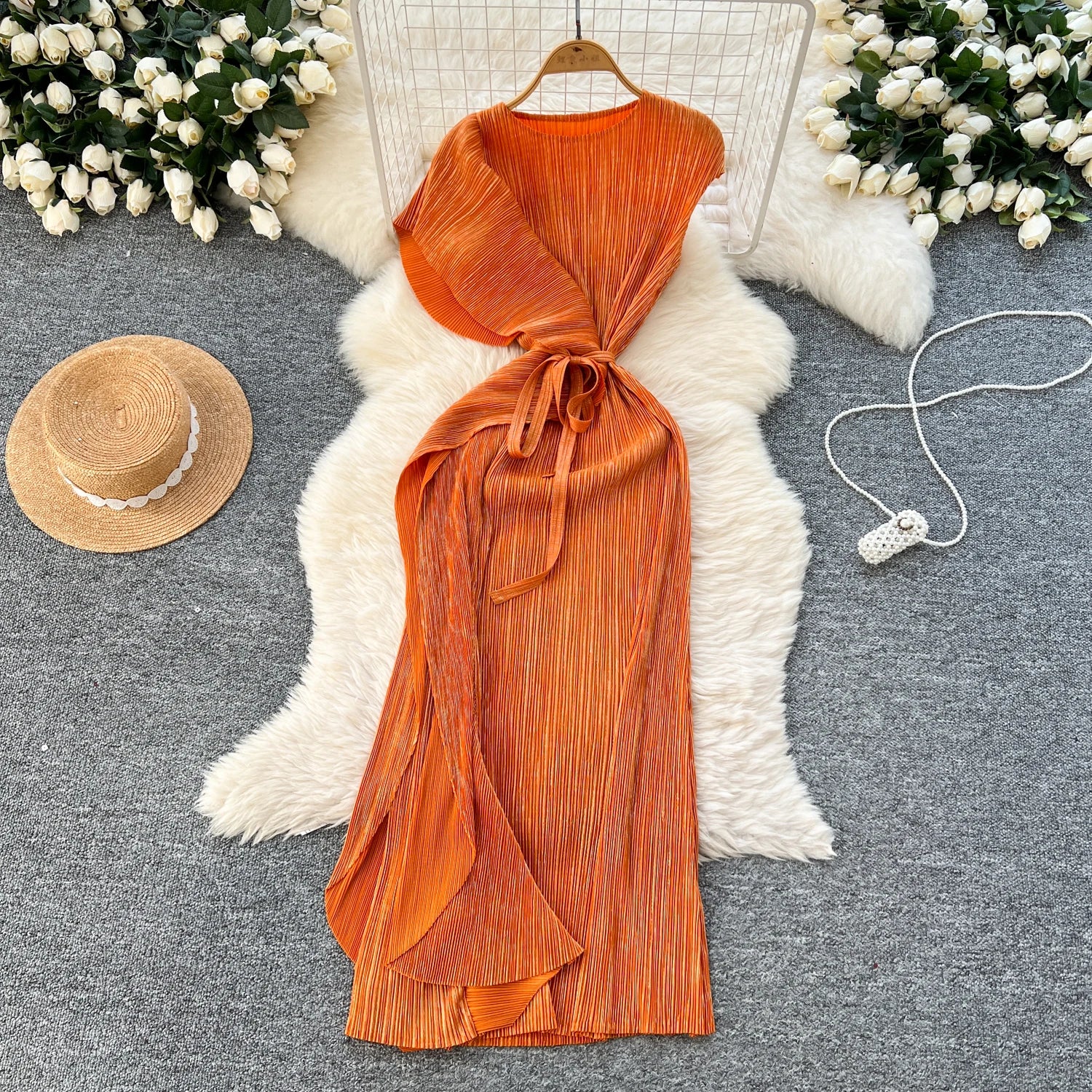 Chic asymmetrical Spliced High Waist A-line Dress