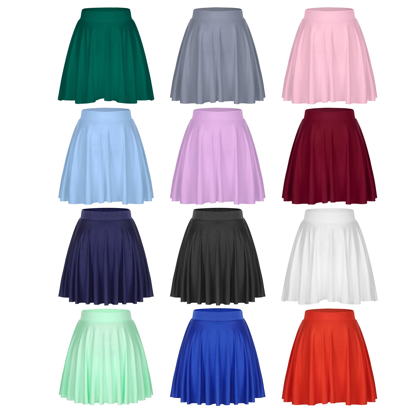 Elastic Waistband Flared Ruffles Skirts