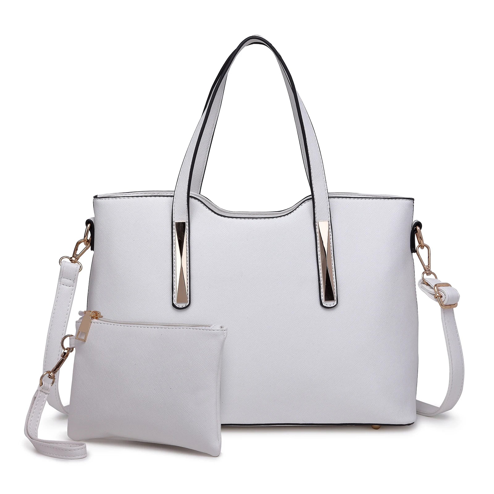 2-Piece Leather Tote Set - Top Handle & Shoulder Handbag