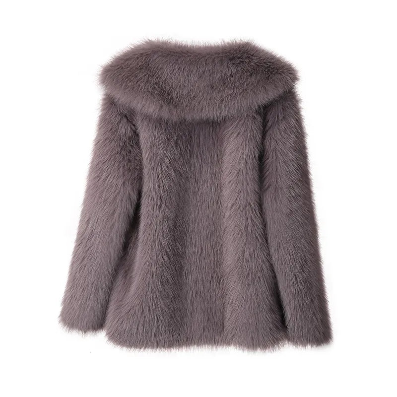 Faux Fur Long Fluffy Overcoat Outerwear