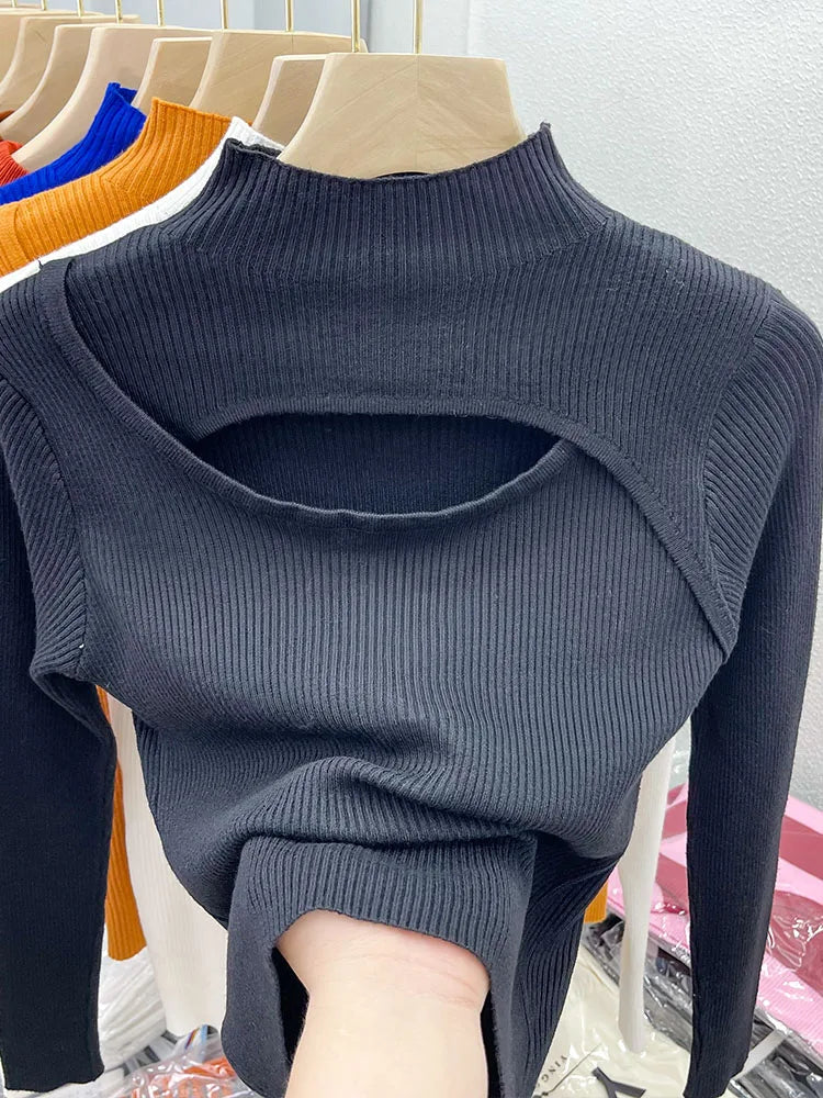 Hollow Out Slim Vintage Soft Warm Pull Pullover Knitted Sweater