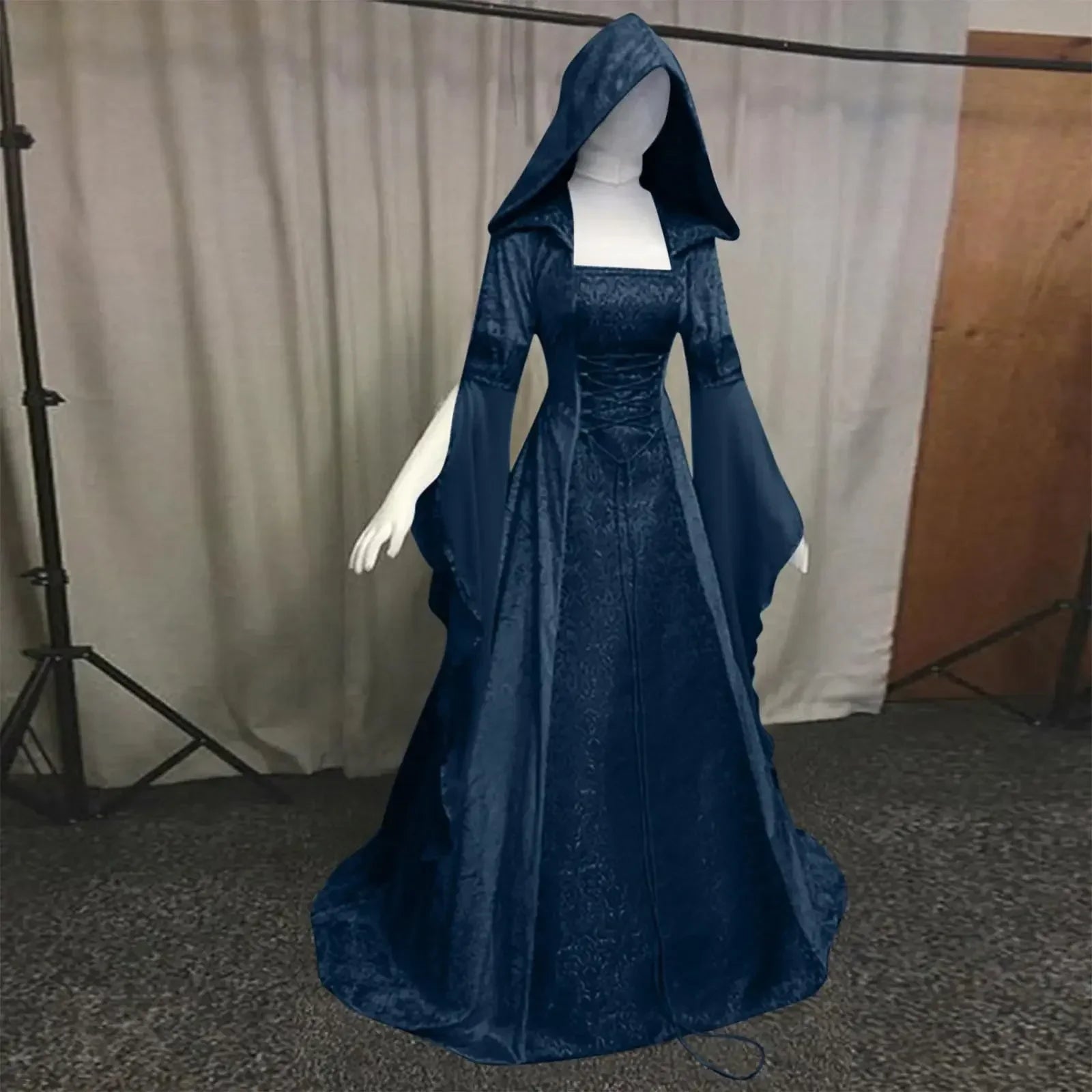 Deluxe Witch Medieval Renaissance Maxi Train Dress Costume