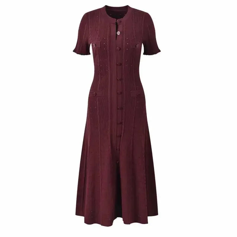 Short-Sleeved Hollow Out Knitted Dress