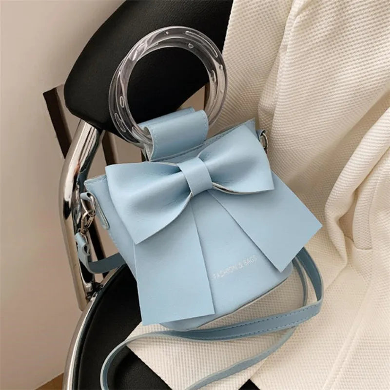 Stylish Bucket Bag with Detachable Strap With Elegant Bow Accent