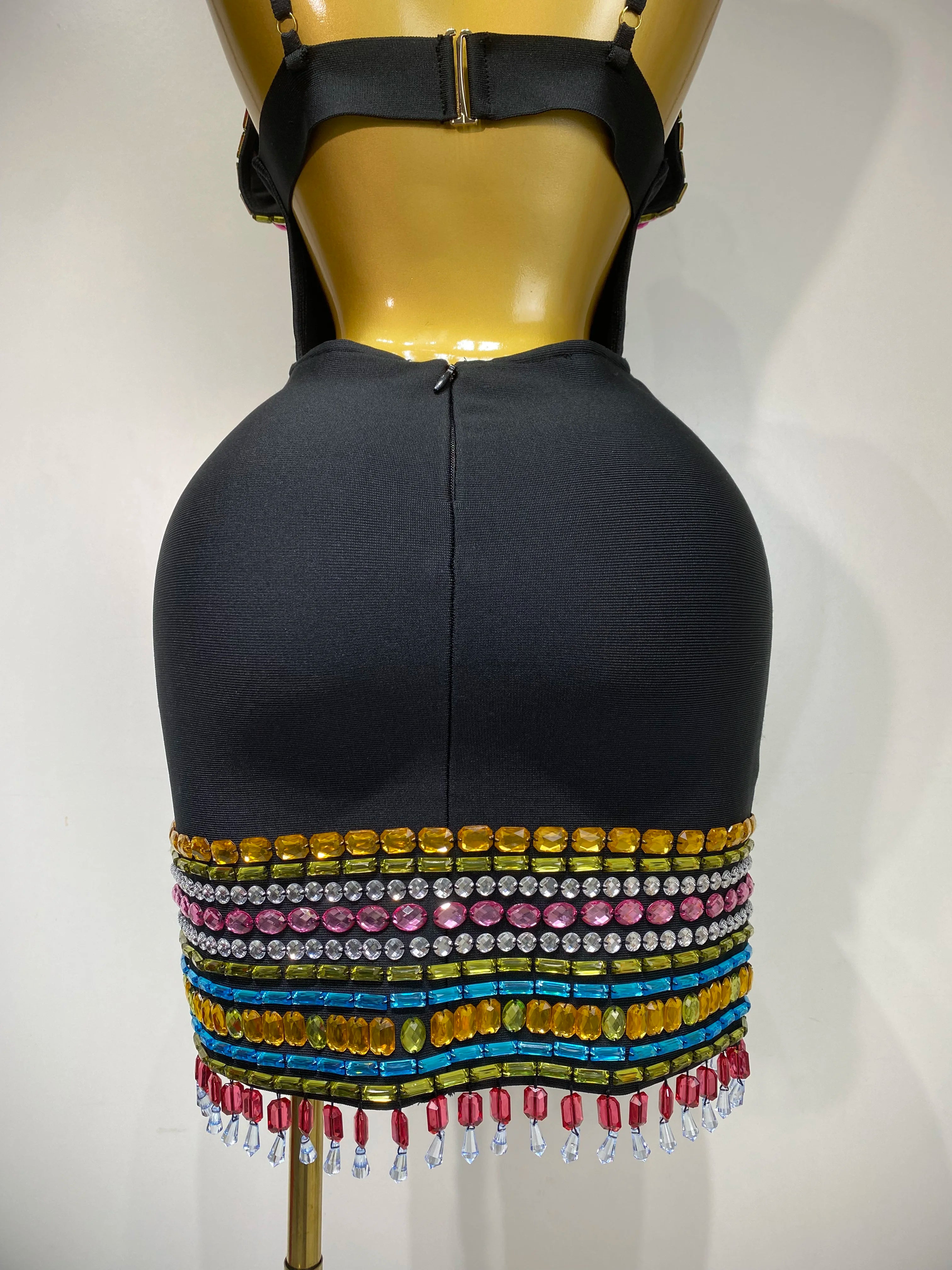 Sparkly Diamonds V Neck Bodycon Bandage Dress
