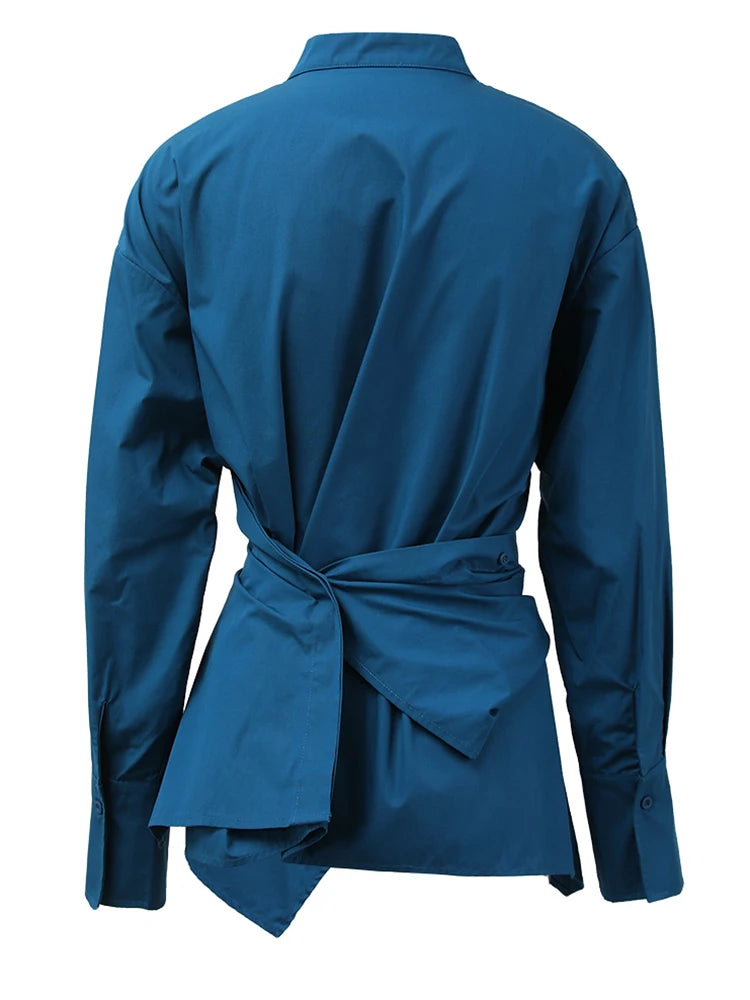 Irregular Cross Button Big Size Women Blouse
