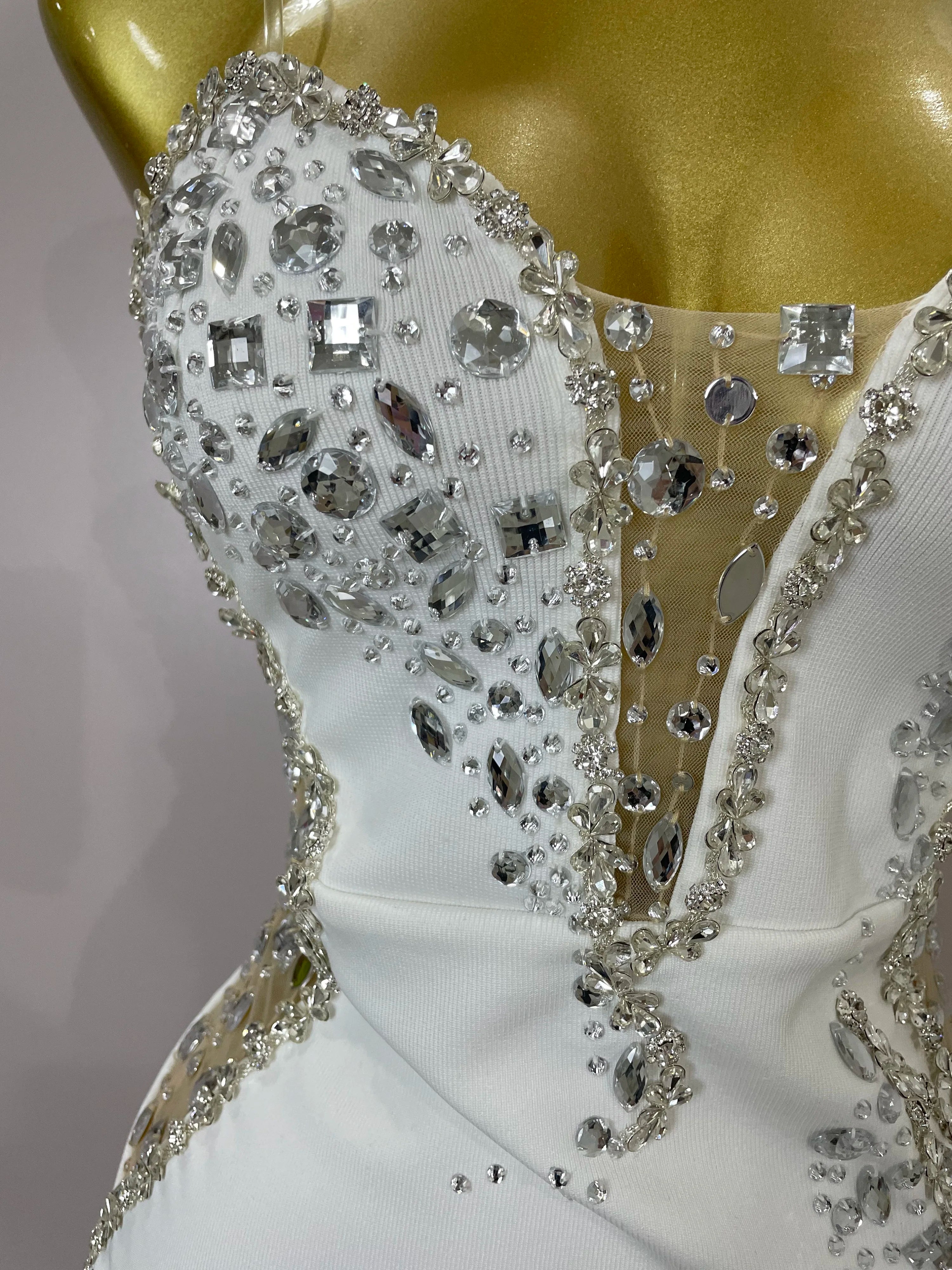 Strapless Shinning Rhinestones Bodycon Bandage Long Dress