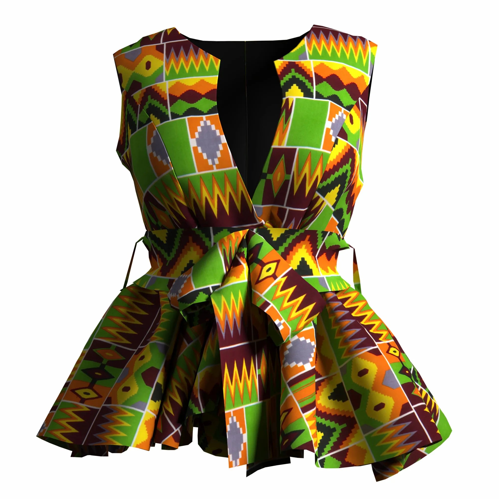 African Print Dashiki Ankara Wax Printing Jacket with Belt