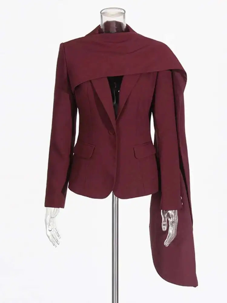 Shawl Design Notched Single Breasted Gathered Waist Coat