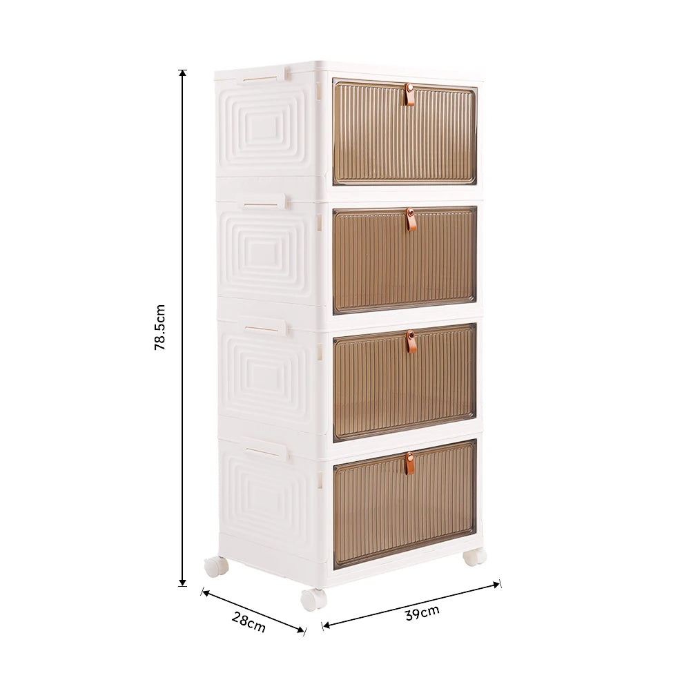 4-layer Thicken Foldable Shoe Storage Box with Wheels