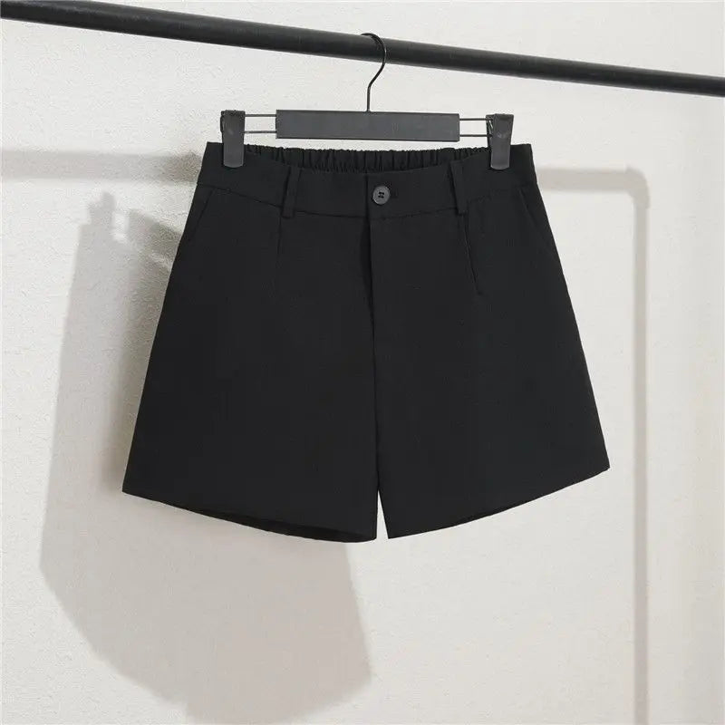 Solid Casual Elegant Office Lady Short Elastic Waist Basic All-match Loose Shorts