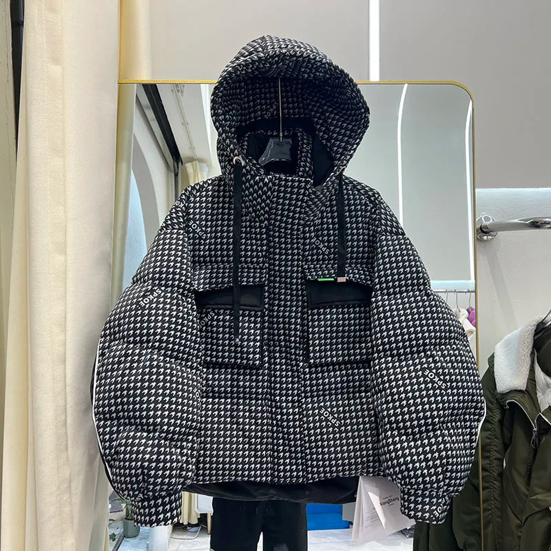 Short Puffer Down Jacket 90% Duck Down Coat Hooded