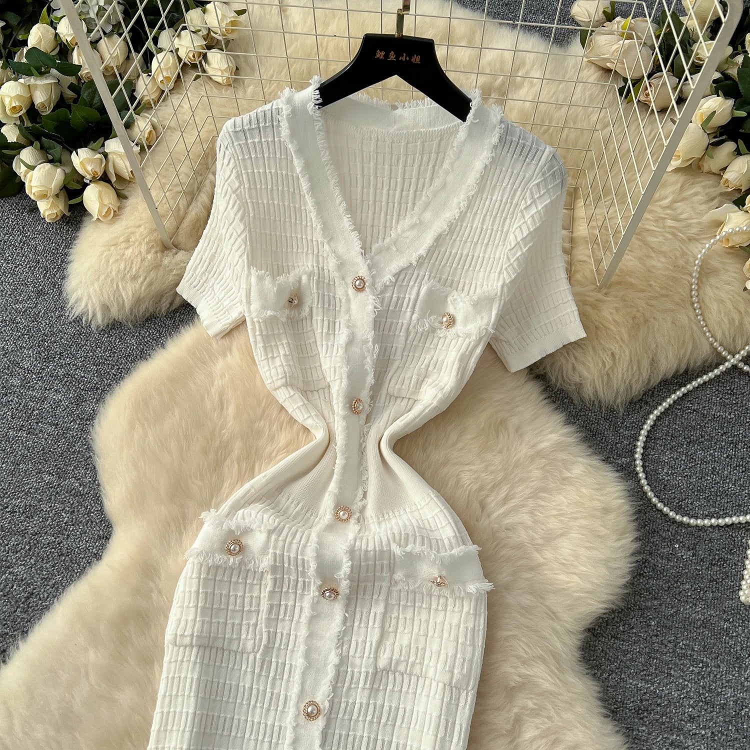 High Quality Elastic Knitted Vintage Long Sundress