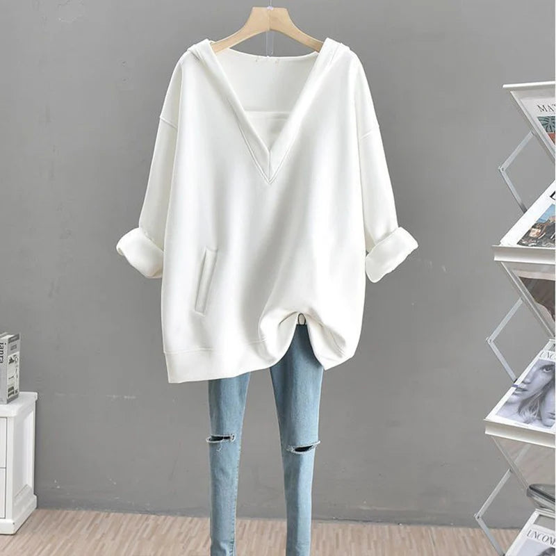 Autumn Winter Fashion Style Y2K Sweatshirt Casual Loose All Match Female Clothes Long Sleeve Hooded