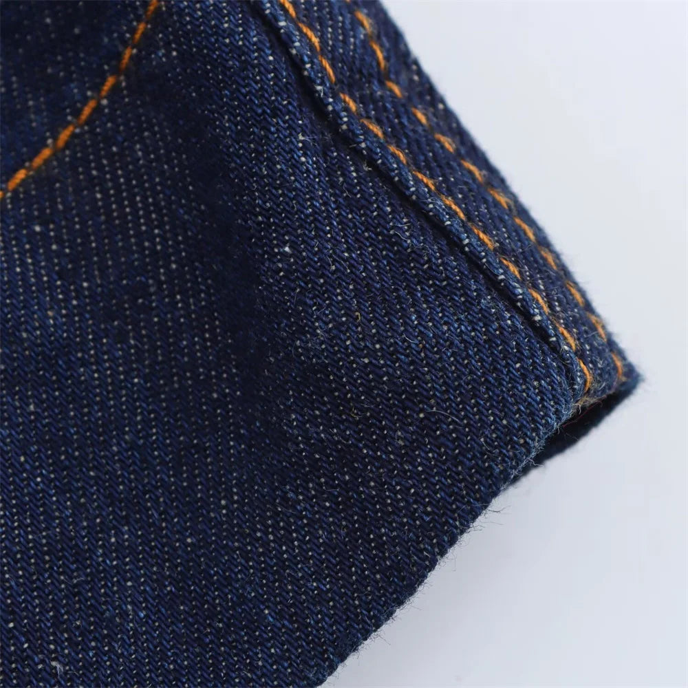Denim Set Loose Fit Button Down Shirt With Wide Leg Pants