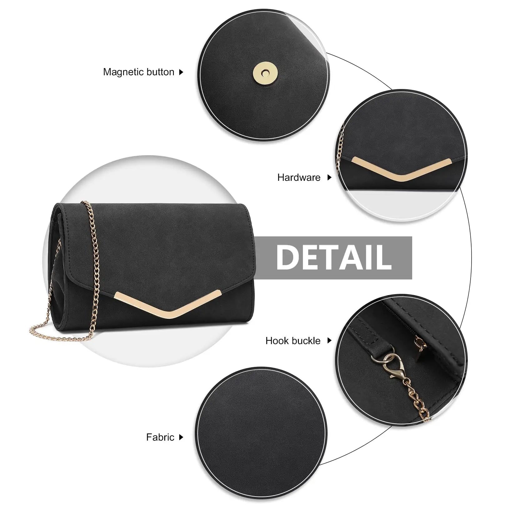 Evening Clutch Purse with Detachable Shoulder Strap Bag